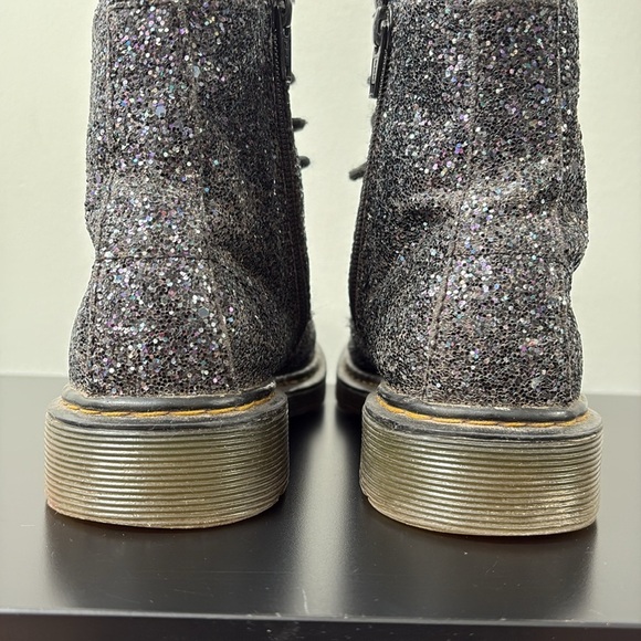 Dr. Martens Kids Lace up Zipper Boots Chunky Glitter 1460 Black Purple Pink US3 - Picture 7 of 9